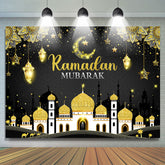 Lofaris Glitter And Black-Golden Ramadan Mubarak Backdrop